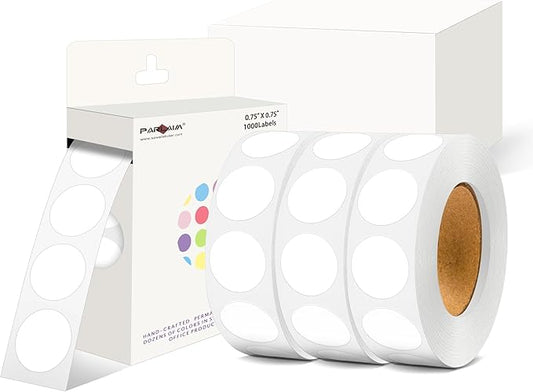 PARLAIM 0.75 inch Diameter Colored Dot Stickers 4 Rolls Pack 4000pcs White Round Label Color Coding Marking Stickers Permanent Adhesive for Garage Sale