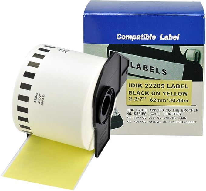 Compatible with Brother DK-2205 Continuous Paper Tape Labels DK22205 62mm x 30.48m(2-3/7" x 100') for QL-820NWB QL-710W,3Roll Non-Detachable Cartridge