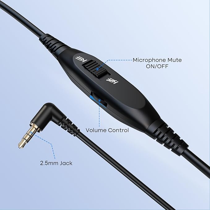 2.5mm Phone Headset for Office Landline Corded Telephone Headset with Noise Cancelling Microphone Wired Call Center Headphones for Panasonic KX-TGEA20 KX-TCA430 KX-TGE433 Cisco 303G 508G Uniden Vtech