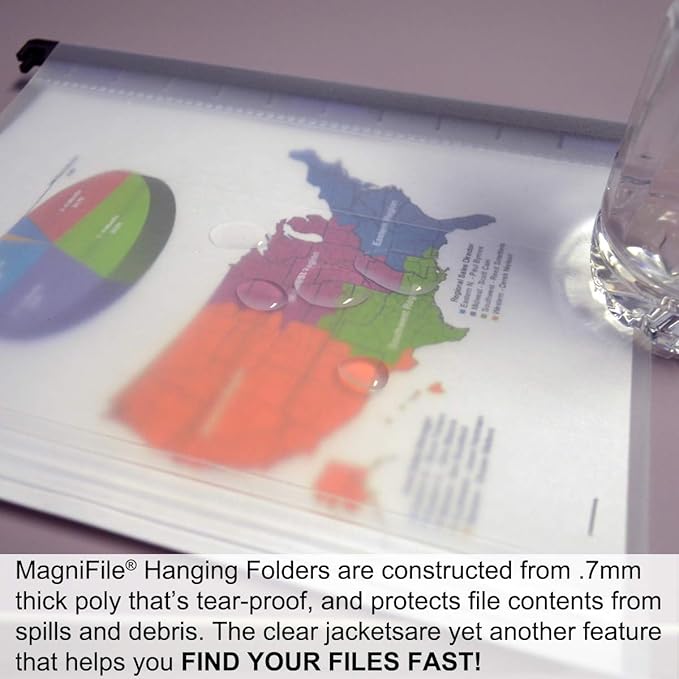 Ultimate Office MagniFile Hanging File Folders V- Bottom Letter Size with 11 inch Magnified Indexes That Double The Size of Your File Titles to Find Files Fast. (Set of 20 Frost)