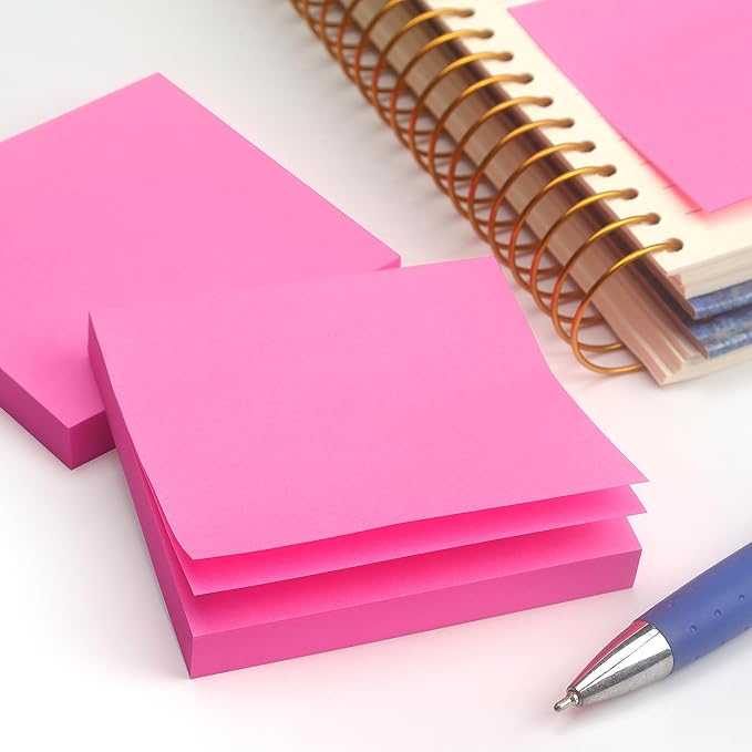 Sticky Notes 3x3 Self-Stick Notes Pads with 6 Bright Colors, Easy to Post for Office, Shool, Home, 6 Pads/Pack, 100 Sheets/Pad (Red)