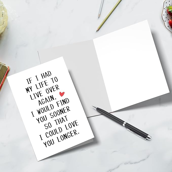Sweet Valentine's Day Card Gift for Him Her, Funny Anniversary Card for Husband Wife Boyfriend Girlfriend Partner Spouse Fiancé, If I Had Life To Live Over Again
