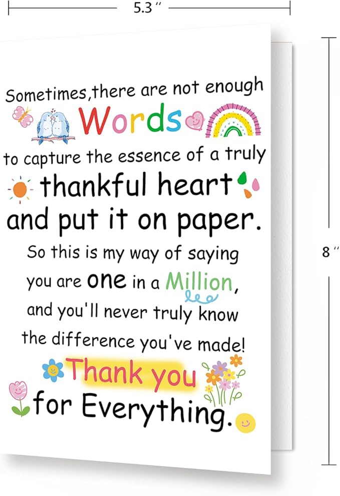 Bright & Colorful Thank You Gift Card for Women, Men, Teachers, Bosses, Friends, Family, School Counselors – Perfect for Appreciation Gifts with Envelope