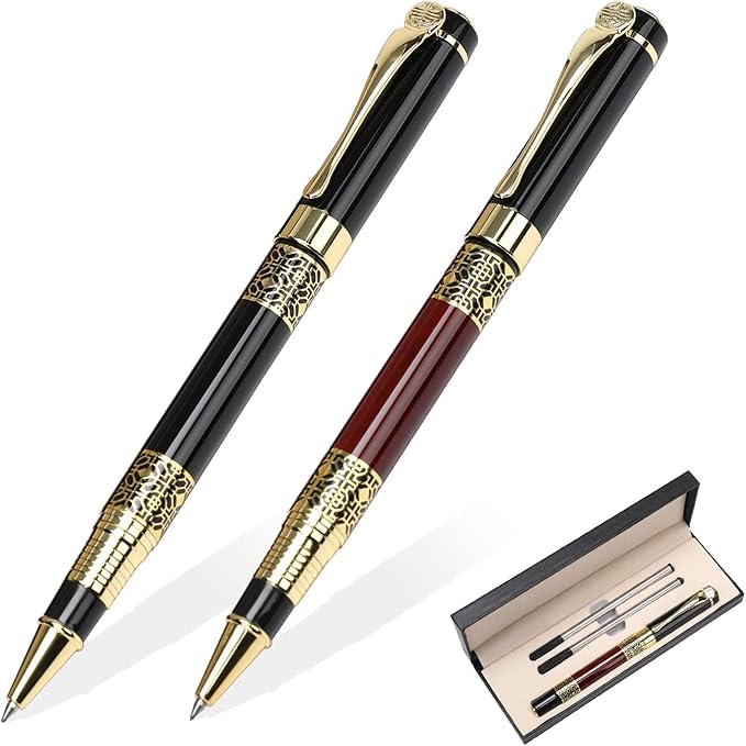 YIVONKA Ballpoint Pen Black Refill,Classical retro style Luxury Pen,Best Ball Pen Gift Set for Men & Women Professional Executive,Office,Nice Pens Classy Gift Box (Black and Red)