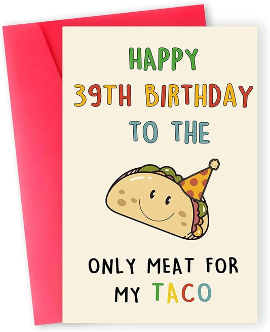 Funny 39th Birthday Gifts for Men Man, Unique 39 Years Old Birthday Decorations Gifts for Husband Boyfriend, Happy 39th Bday Card for Him, Taco 39 Mens Bday Ideas from Wife Girlfriend