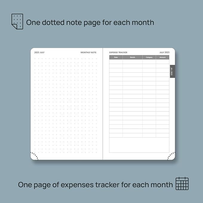 POPRUN Pocket Monthly Planner 2025-2026 (Pocket- 4''x 6.25''Soft Leather Cover) - 18 Month Calendar Book for Purse (January 2025-June 2026), 100 GSM Thick Paper - Night Sky Blue