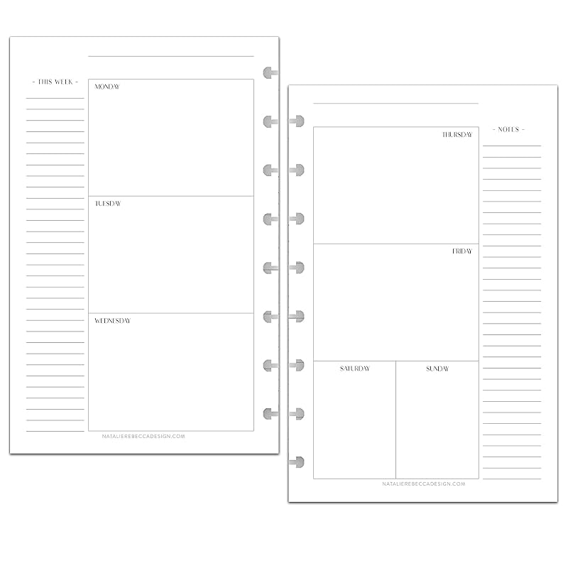 BetterNote Horizontal Undated Calendar Refill Pages for Disc Notebook, fits The Happy Planner, Discbound Levenger Circa, Staples Arc, TUL (Modern- 6 months, 8-Disc, 5.5"x8.5")