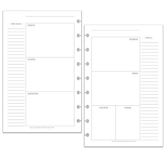 BetterNote Horizontal Undated Calendar Refill Pages for Disc Notebook, fits The Happy Planner, Discbound Levenger Circa, Staples Arc, TUL (Modern- 6 months, 8-Disc, 5.5"x8.5")