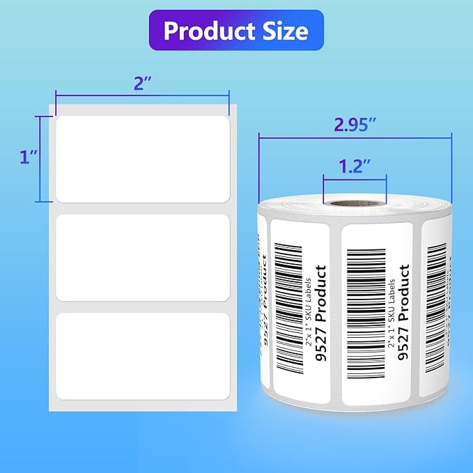 9527 Product 2"x 1" Sticker Labels Direct Thermal Labels 1000 Labels Per Roll (12 Rolls)