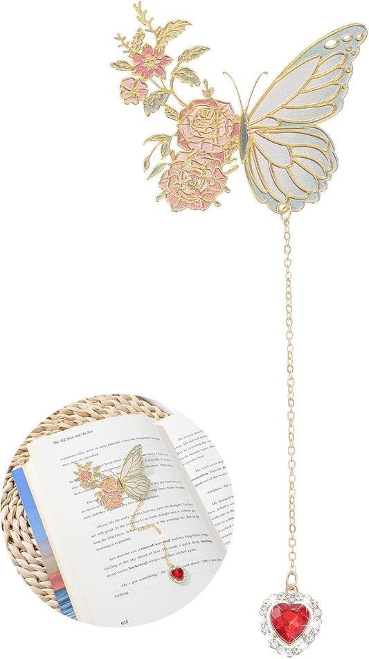 Butterfly Bookmarks for Women GjinxiCute Funny Metal Flower Bookmark Creative Tassel Book Marks Hollow Trim Page Markers Creative Exquisite Gifts Pendant Book-Markers Children's Day Present