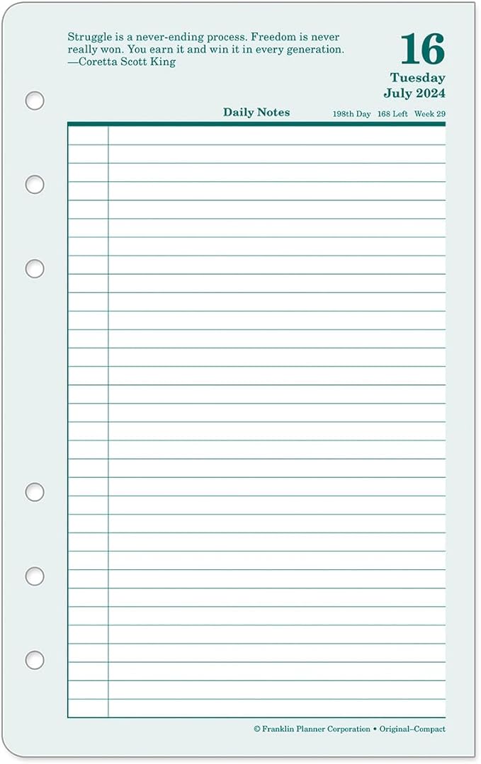 FranklinCovey - Original Two Page Per Day Ring-Bound Planner (Compact, Jul 2024 - Jun 2025)