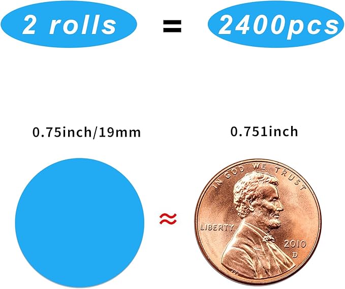 Dot Stickers,Pack of 2400 Round Color Coding Circle Dots Stickers Labels (3/4",Blue)