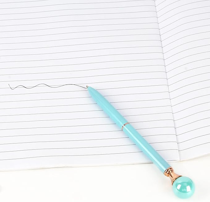 6 Pieces False Pearl Decoration Twist Metal Ballpoint Pen Ball Pen 1.0 MM Black Ink