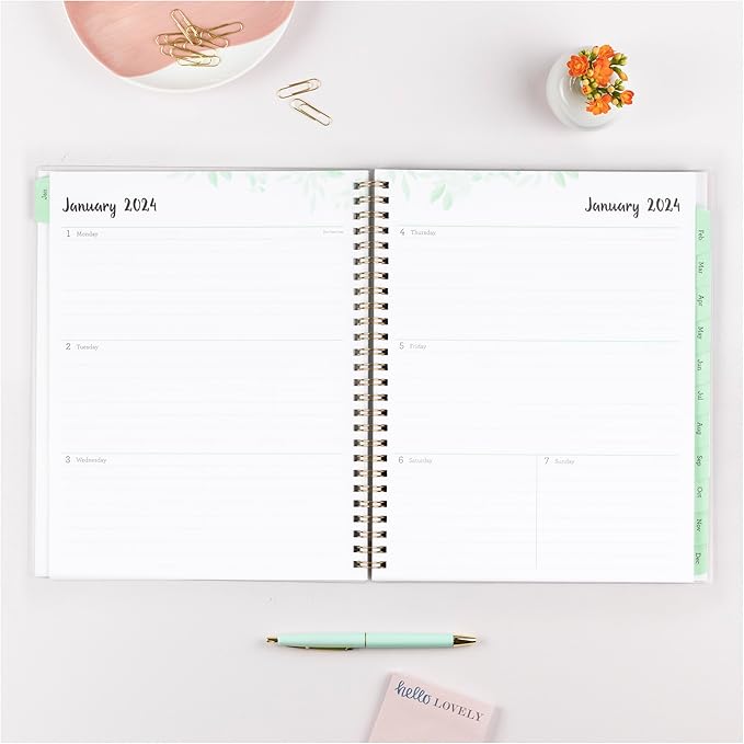 Blue Sky 2024 Weekly and Monthly Planner, January - December, 7" x 9", Frosted Cover, Wirebound, Laurel (135843-24)