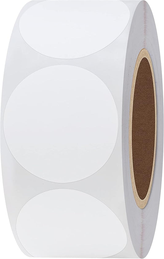 Hybsk 1.5 inch Circle Color Direct Thermal Stickers Shipping Labels for Barcodes,Name Tag,DIY Logo Design,Inventory– Compatible with Zebra,Rollo,Munbyn,and More-1000 pcs (1.5 inch,White)