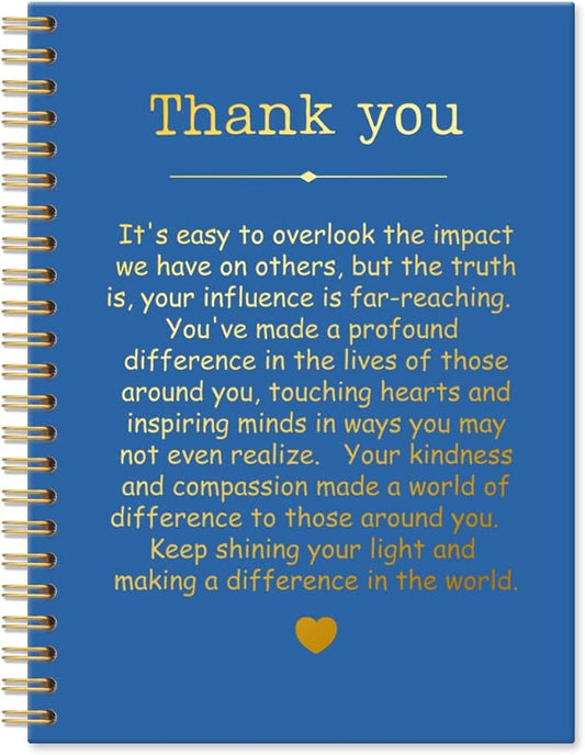 Thank You Navy Blue Hardcover 160 Pages Spiral Notebooks, Funny Thank You Gifts for Women Men Coworkers Leader Mentor, Appreciation Gifts for Employees, Thanksgiving Gifts for Colleagues Leaders