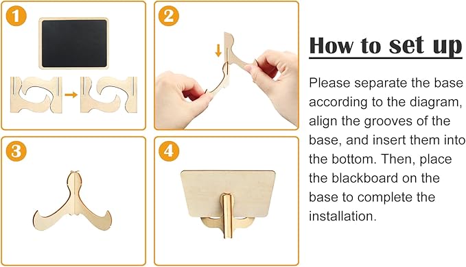 20 Pack Wood Mini Chalkboards Signs with Support Easels, Place Cards, Small Rectangle Chalkboards Blackboard for Weddings, Birthday Parties, Message Board Signs and Event Decorations