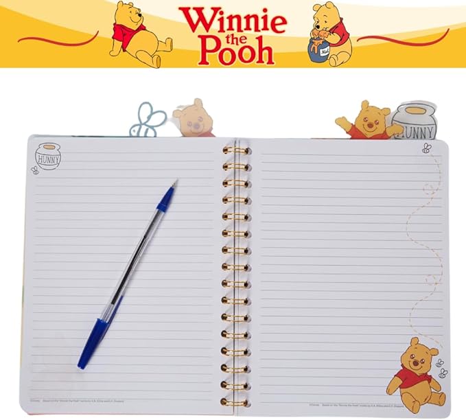 Innovative Designs Winnie the Pooh Tab Journal Notebook, Spiral Bound, 96 Lined Pages, 8 x 7 inches
