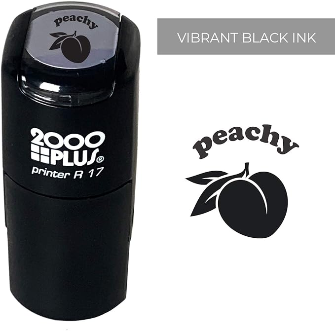 Peachy Stamp / 2000 Plus Self Inking Teacher Reward Stamper/Black Imprint Peach Fruit School Planner Worksheet Homework Test Stamp