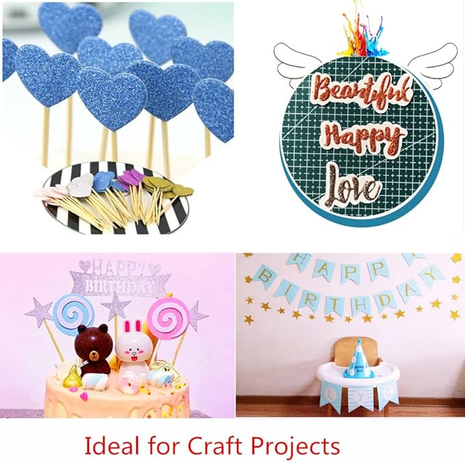 Baisunt 20 Sheets Blue Glitter Cardstock Paper for DIY Art Project, Scrapbook, Birthday Wedding Party Decoration 250GSM(8x12 In, Non Adhesive)