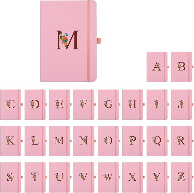 Pink Notebook for Women, 5.7"X8.3" A5 Journal Notebook with Letter L, Dual-Sided Writing Notebook with Dividers, Cute Leather Journal for Work, Business, School, Meetings, Travelers, Small Notebook