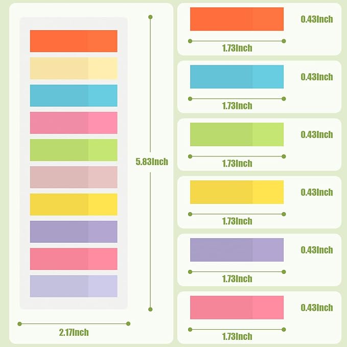 ZTML MS 2400Pcs Sticky Book Tabs, Morandi Sticky Tabs, Book Tabs for Annotating Books, Sticky Notes, Morandi Page Markers, Multi-Colored Writeable and Repositionable Book Flags Strip (2400Pcs)