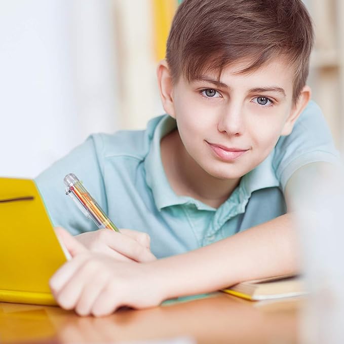 favide 12 Pack 0.5mm 6-in-1 Multicolor Ballpoint Pen,6-Color Retractable Ballpoint Pens for Office School Supplies Students Children Gift,Kids Party Favors