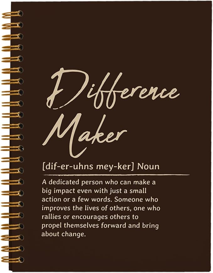 OXW Difference Maker Appreciation Gift, Meeting Notebook for Work, Thank You Gifts for Leader Mentor Manager Boss, Office Supplies Social Worker Notebook, Coffee Hardcover Spiral Notebook 5.5 x 8.3