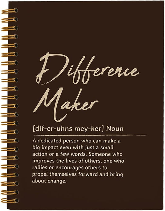 OXW Difference Maker Appreciation Gift, Meeting Notebook for Work, Thank You Gifts for Leader Mentor Manager Boss, Office Supplies Social Worker Notebook, Coffee Hardcover Spiral Notebook 5.5 x 8.3