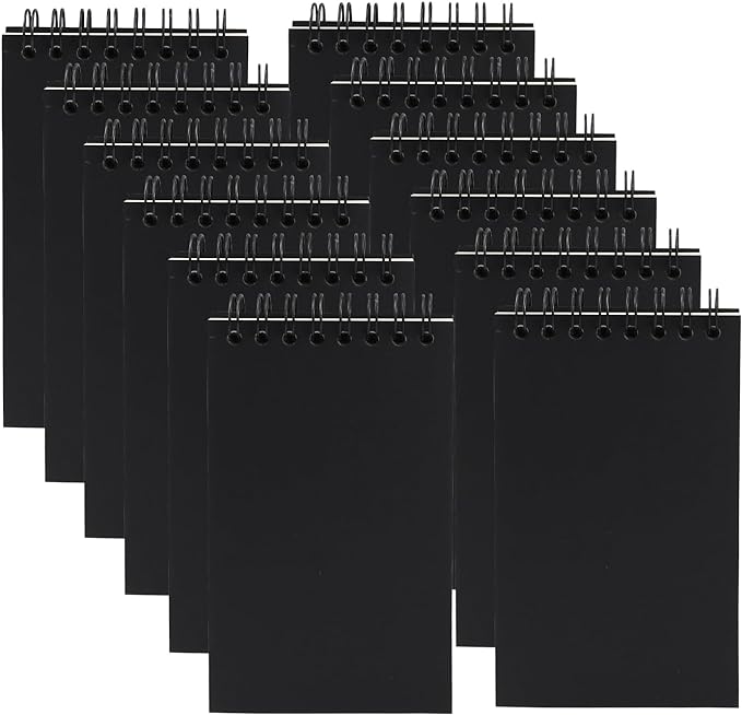 12 Pack Pocket Notebooks, 3x5 Small Notepads, Mini Spiral Notebooks, 60 Sheets/120 Pages,Lined College Ruled Paper, Memo Pads for Home, Office, School or Travel (Black)