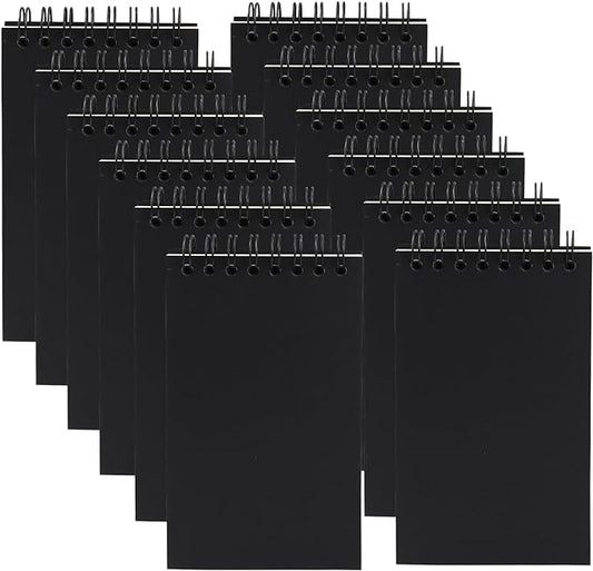 12 Pack Pocket Notebooks, 3x5 Small Notepads, Mini Spiral Notebooks, 60 Sheets/120 Pages,Lined College Ruled Paper, Memo Pads for Home, Office, School or Travel (Black)