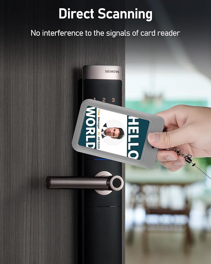 Uniclife 1 Pack Sliding ID Badge Holder Vertical Hard Plastic Case with Clear Window Grey Card Protector Pouch for Office School ID Credit Cards Proximity Key Cards Driver’s Licenses and Passes