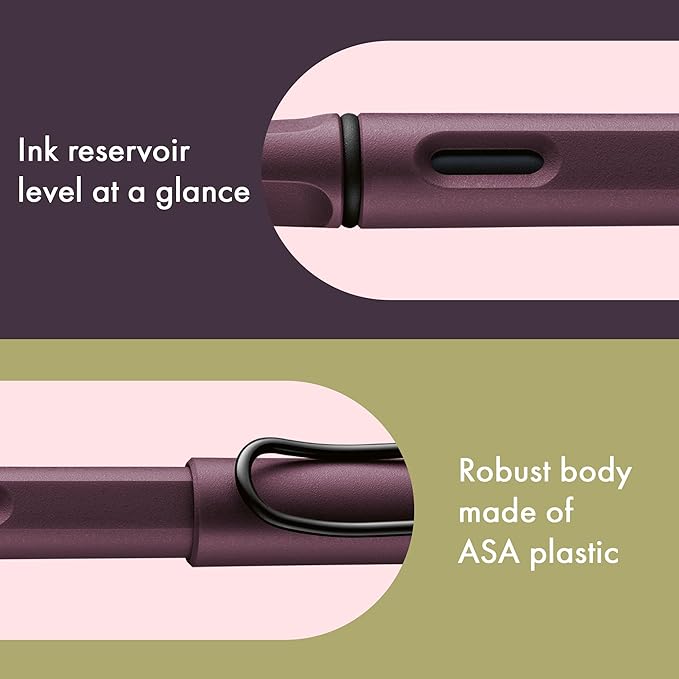 LAMY safari scarlet - Fountain Pen with ergonomic grip & polished steel nib in size M - ideal for any Writing & Calligraphy - including LAMY T 10 blue cartridge - Right-Handed