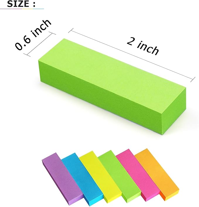30 Pads 0.6x2 Inch Sticky Notes Flags Tabs Page Markers 6 Bright Color Sticky Index Tabs Page Flags 80 Sheet/Pad