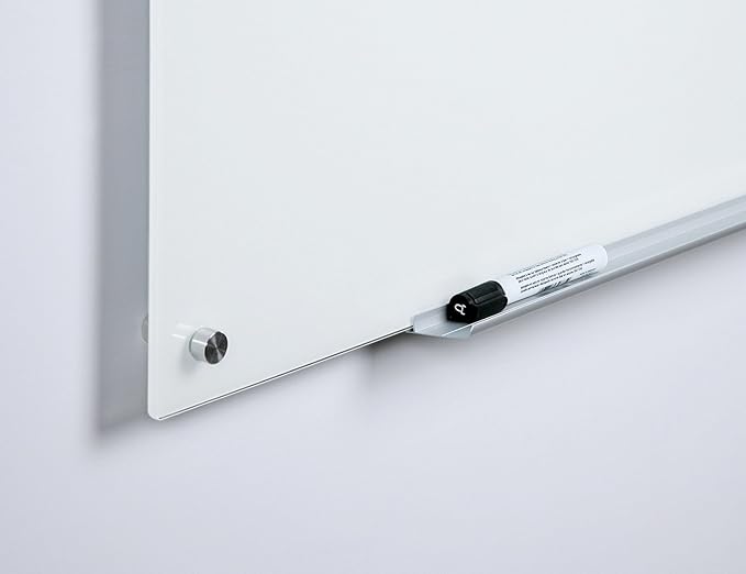 Audio-Visual Direct Magnetic Ultra White Glass Dry-Erase Board Set - 5' x 3.4' - Includes Magnets, Hardware & Marker Tray