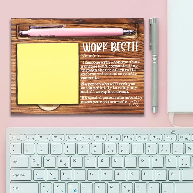 Work Bestie Gifts for Women Funny, New Job Gifts for Work Bestie, Retirement Birthday Leaving Party Gifts for Work Bestie Coworker Friends, Work Bestie Gifts Self-Stick Note Pad Holders-DW52
