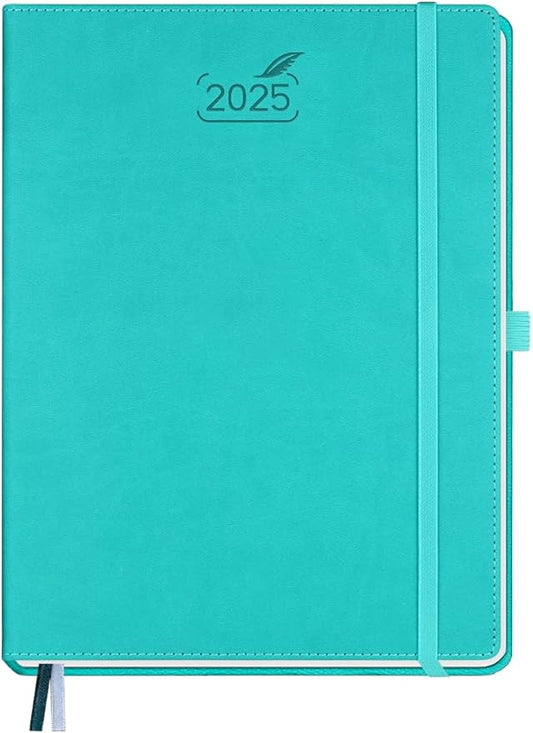 BEZEND 2025 Planner Daily Weekly & Monthly 8.5" x 11" (Jan - Dec 2025) Agenda 2025 Vertical Calendar Book with Hourly Schedule, Monthly Tabs, Pen Holder, Vegan Leather Hard Cover - Turquoise