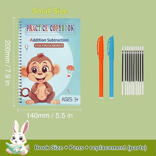 Magic Grooved Practice Copybook 5 Pack with Pens, Groove Reusable Magical Handwriting Workbooks, Tracing Letters Numbers, Math, Kindergarten Sight Words for Kids Ages 3-8 for Preschool(5books+Pens）