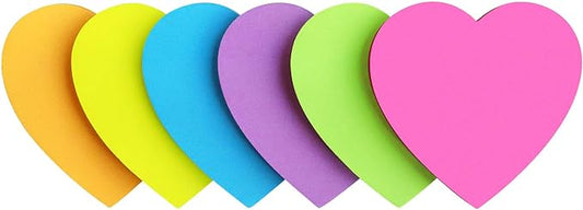 Heart Shape Sticky Notes 6 Color Bright Colorful Sticky Pad 75 Sheets/Pad Self-Sticky Note Pads