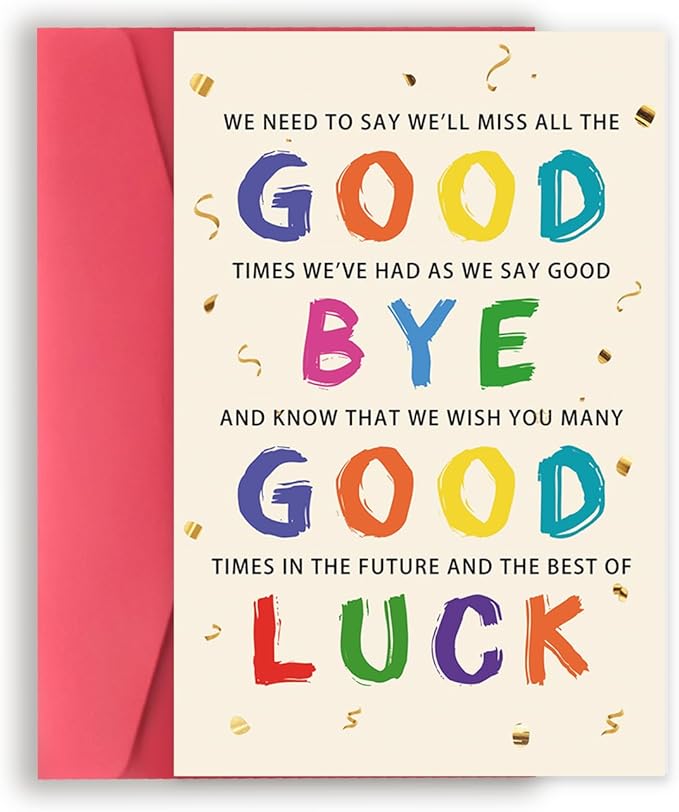 Asmallgf Cute Coworker Leaving Farewell Card, Good Luck Gifts for Coworker Boss, Great Goodbye Card for Women Men