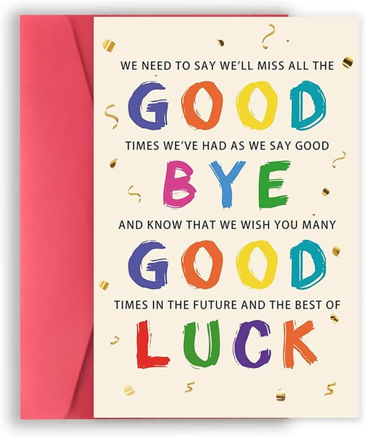 Asmallgf Cute Coworker Leaving Farewell Card, Good Luck Gifts for Coworker Boss, Great Goodbye Card for Women Men