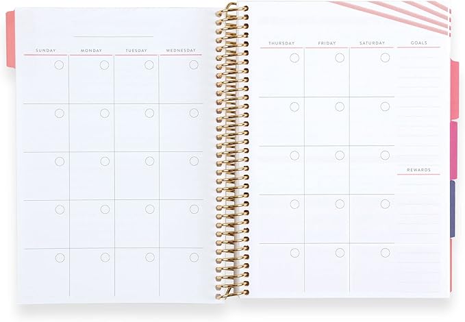 A5 Spiral Bound Fitness Planner – Metallic Gold Rise - 5 Tabs with 160 Pages for Exercise Planning with Intro, Goal Setting, Movement, Progress Check-Ins, Notes & more - Erin Condren