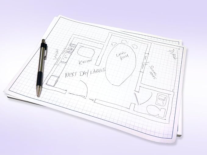 Graph Paper Pad for Blueprint Drawings, Drafting, Engineering Drawing, and Planning - Graph Paper 8.5x14 Blueprint Quadrille Grid Paper Pads with Blue Lines, High Brightness 50 Sheets (5-Pack)