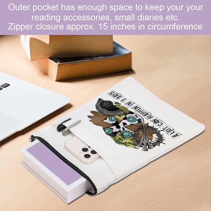 Inspirational Western Faith Christian Gifts Book Sleeve Book Cover Religious Cowgirl Accessories for Women Mom Daughter Friendship Christmas Birthday Book Lovers Gifts Book Protector with Zipper