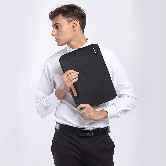 iCozzier 15-15.6 Inch Handle Electronic Accessories Strap Laptop Sleeve Case Bag Protective Bag for 15" MacBook Air/MacBook Pro/Pro Retina Cover - Black