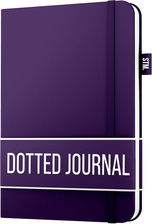 Scribbles That Matter A5 Bullet Dotted Journal Notebook | Vegan Hard Cover, 120gsm bleedproof thick paper, 150 pages, 5.75 x 8.5in, 2 bookmarks, tab stickers, penloop | For Work | Aubergine