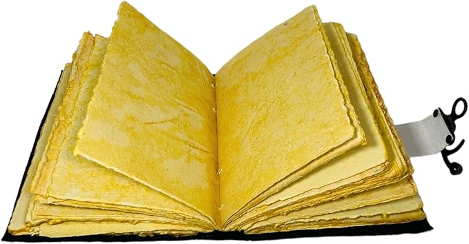 Spell Book of Shadows Journal with Lock Clasp Witchcraft Supplies Vintage Handmade Leather Luna Moths and Morpho Butterfly Print Diary Witchcraft Supplies (Wheel of Fortune)