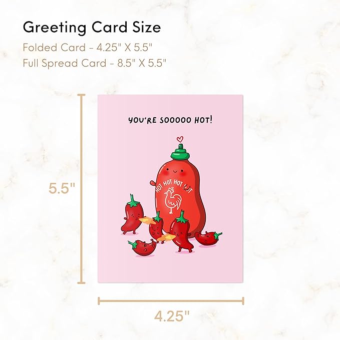 ALY LOU Hot Sauce Anniversary Card, Sriracha Hot Sauce for Her Him/Husband Boyfriend/Girlfriend Wife/Sarcastic Funny Birthday Greeting Card (You're sooo hot!)