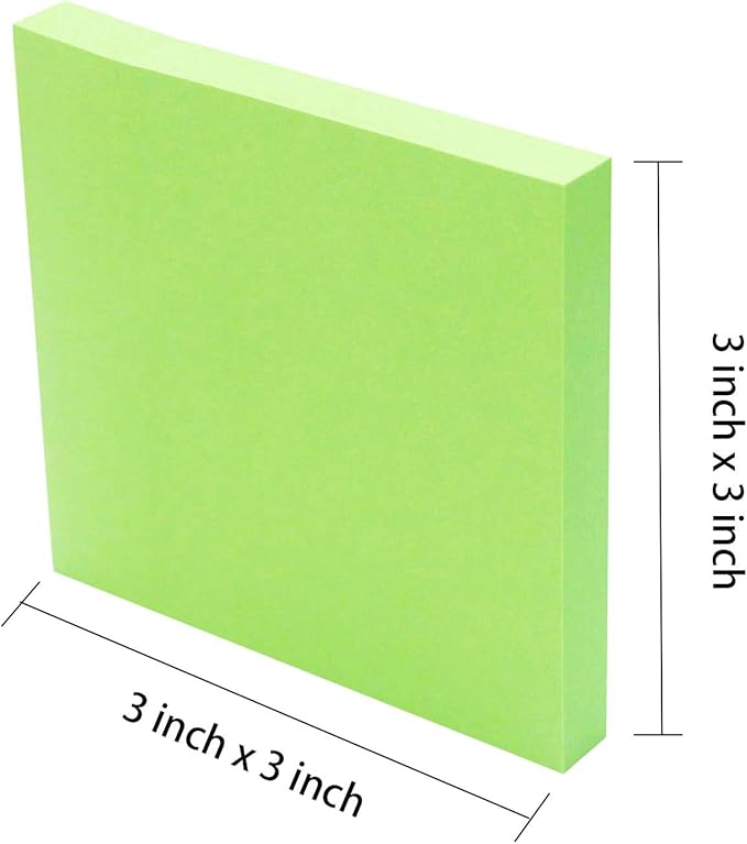 Sticky Notes 3x3, Self-Stick Notes, 12 Pads, 100 Sheets/Pad, Assorted Colors Stickies, Easy to Post Notes for Study, Works, Daily Life (12)