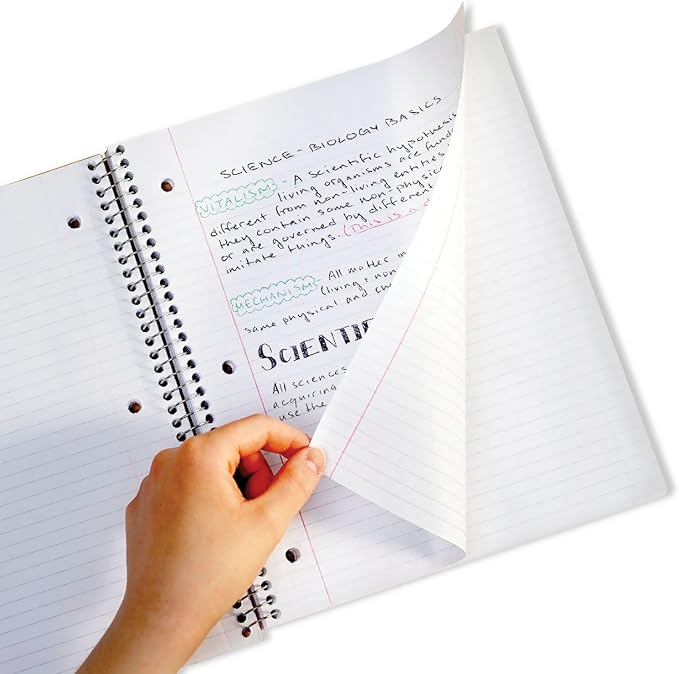 Five Star Spiral Notebook, 5 Subject, Wide Ruled Paper, Fights Ink Bleed, Water Resistant Cover, 8" x 10-1/2", 200 Sheets, Color Will Vary (05206)